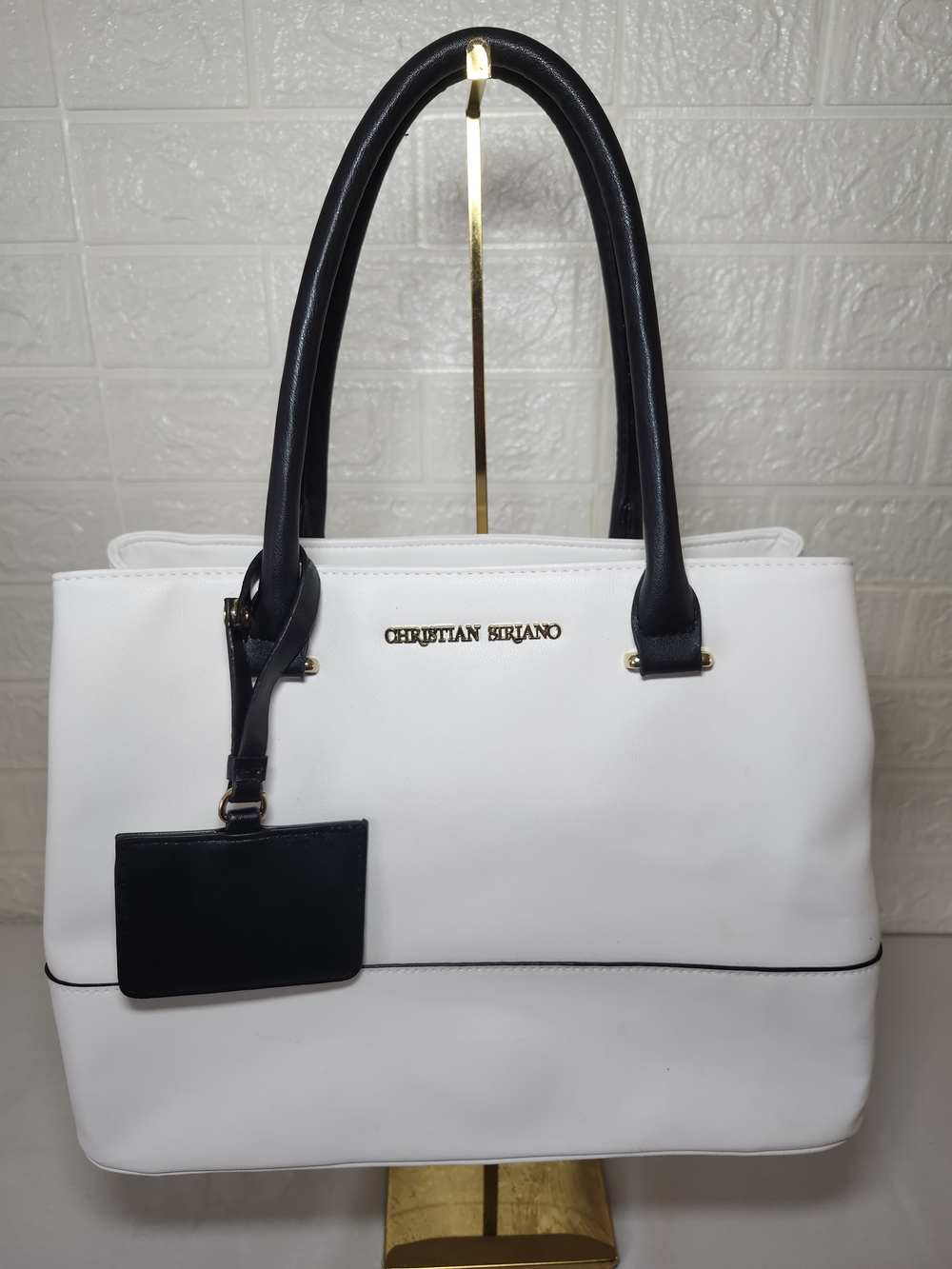 Christian Siriano Demi Tote White Gold Professional Minimalist Two-Tone